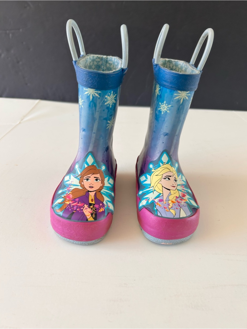 Western Chief Disney Frozen Anna & Elsa Blue and Pink Kids Rain Boots size 5